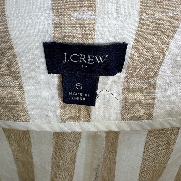 J Crew Womens Sz 6 Tan & White Stripe Linen Blend Paper Bag Waist Wide Leg Pants - Picture 6 of 7